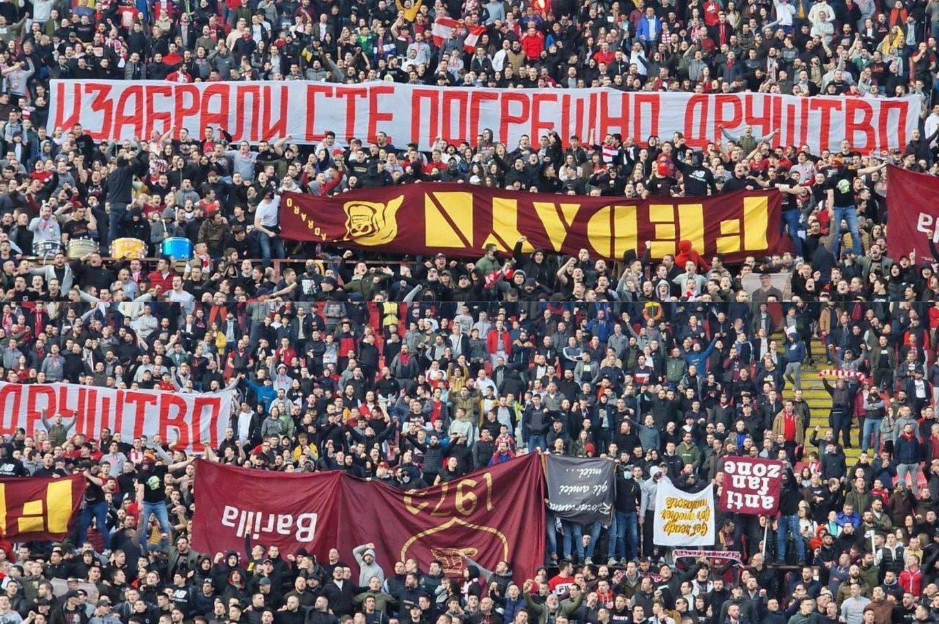 Fedayn, gli striscioni rubati sono stati bruciati nella curva della Stella Rossa (FOTO)