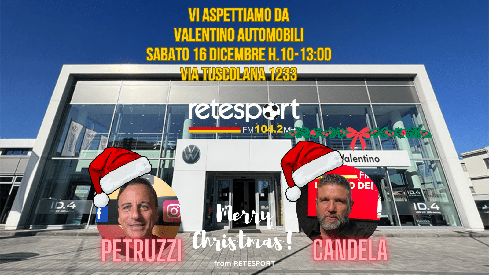 Retesport in esterna: vi aspettiamo oggi da Valentino Automobili con Candela e Petruzzi