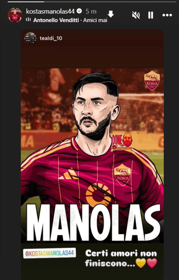 Manolas, messaggio criptico sui social: “Certi amori non finiscono…” – FOTO
