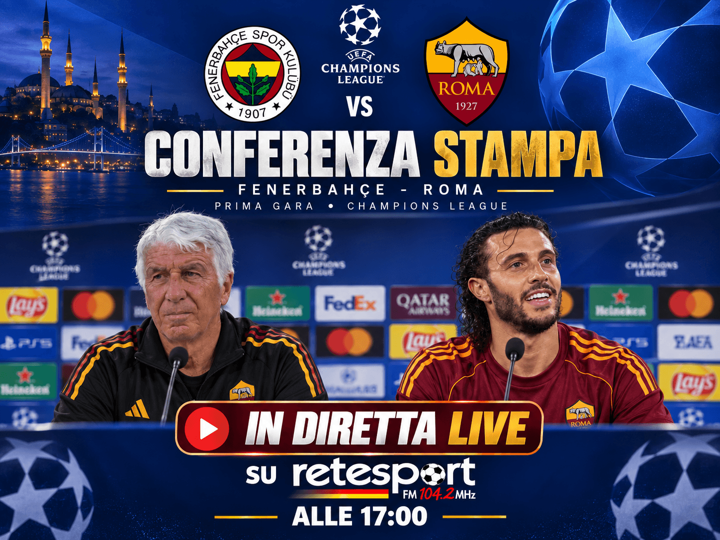 Fenerbahce-Roma, Gasp e Hermoso in conferenza stampa. Come seguirla su Retesport