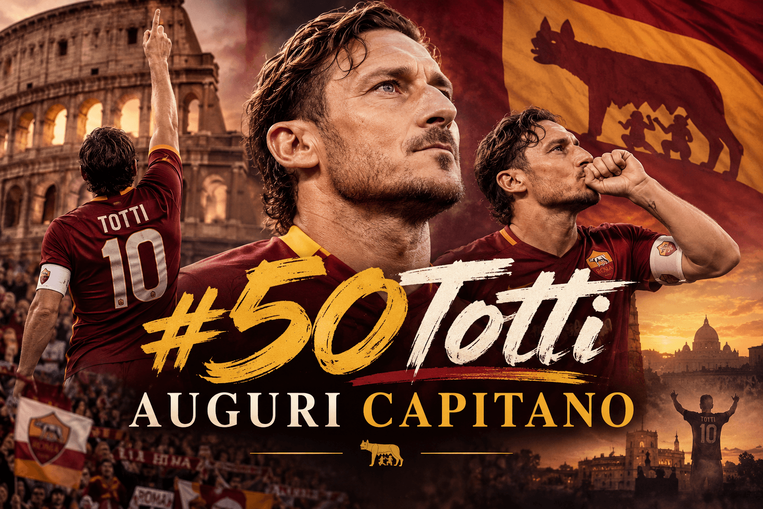 #50Totti: invia il tuo messaggio d’auguri per il Capitano a Retesport